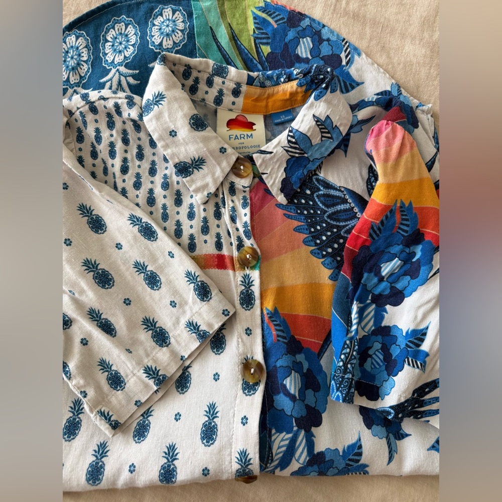 FARM Rio Multicolor linen Tropical Shirt size xs